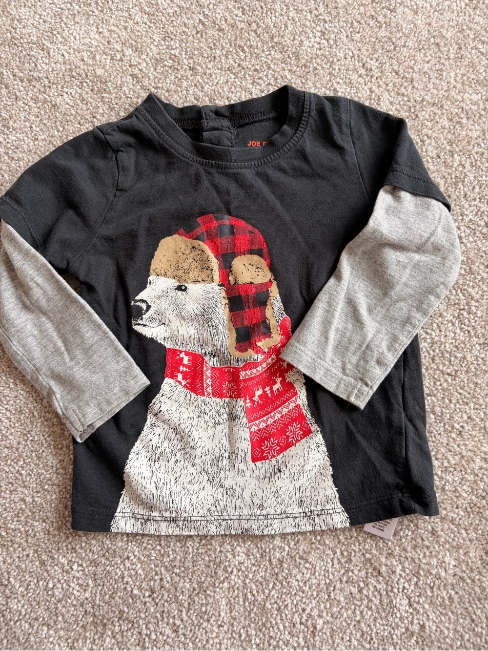 Joe Fresh Black Long-Sleeve Polar Bear Top